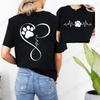New Love Heart Dogs Paws Print T Shirt Men Women Cartoon T-shirt Funny Casual T-shirt Summer Fashion O-neck Aesthetic Tshirts