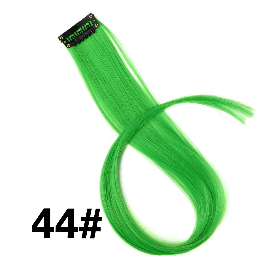 Clip In One Pieces Hair Extensions Straight Ombre Purple Blue Pink Extension Hair Women Synthetic False Fake Hair