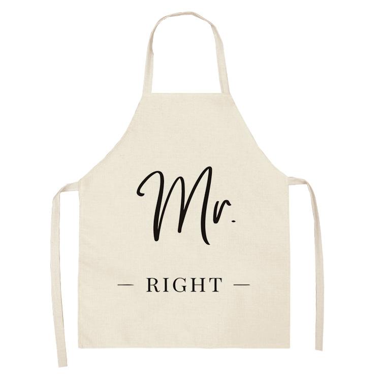 New Printed Women's Kitchen Apron Anti-stain and Oil-proof Linen Apron Dress Men's Chef Cooking Apron Cleaning Children's Apron