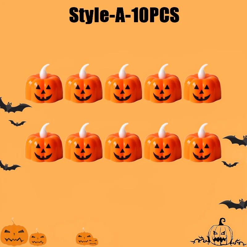 Halloween Pumpkin Light LED Candlestick Lamp Ornaments Props Happy Halloween Party Props Pumpkin Candle Light Home Decoration