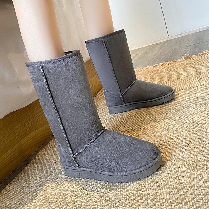 Новые повседневные и удобные зимние ботинки BCEBYL с круглым носком, толстой подошвой, теплые и модные, длиной до середины голени, из однотонного бархата