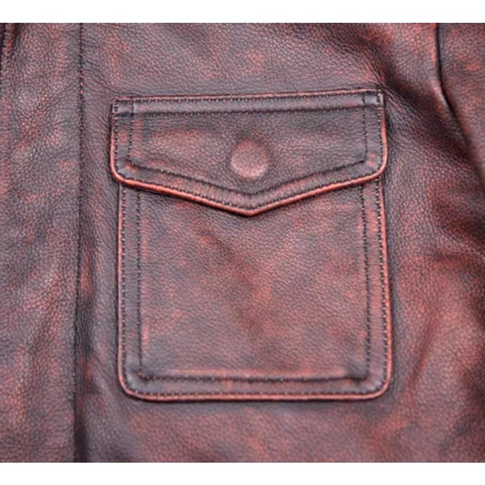 Chinese Size Vintage Genuine Leather Jacket Men Real Cowhide Suit Jacket Bomber Jacket