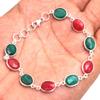 Kashmir Ruby and Sakota Mine Emerald Bracelet,  7 To 7.25 Inch Bracelet, Silver Jewelry, Handmade Bracelet,