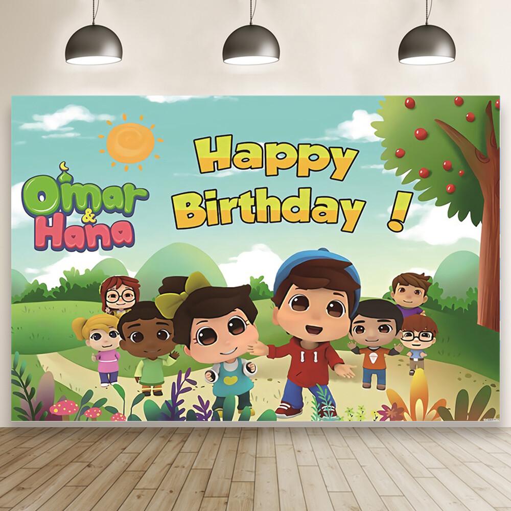 O^mar & H^ana Backdrop Baby Shower Kids Birthday Party Photo Background Banner