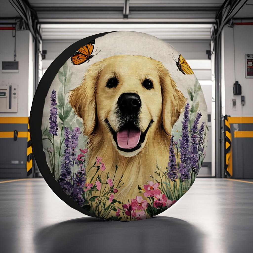Golden Retriever Butterflies Spare Tire Cover Polyester Wheel Protector Dog Lover Car Accessory