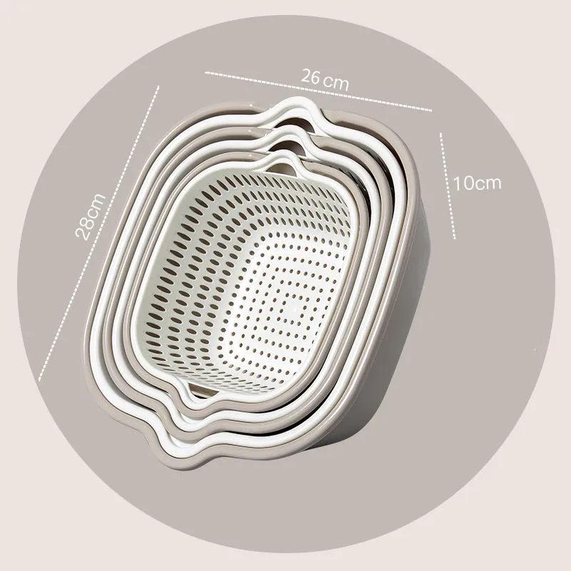 6PC/set Kitchen Sink Vegetable Drainer Fruit Basket For Fruit Washing Plastic Basin Vegetable Washing Basin Drain Basket Basin