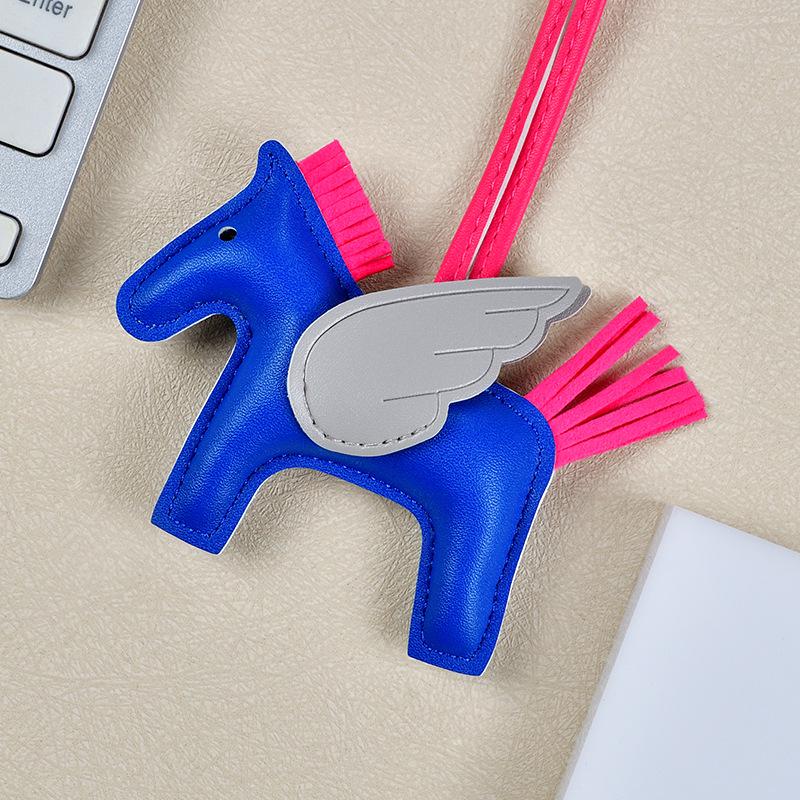Брелок-подвеска в виде пони Пегаса с кисточкой - милый кожаный мультяшный контрастный цветной шарм