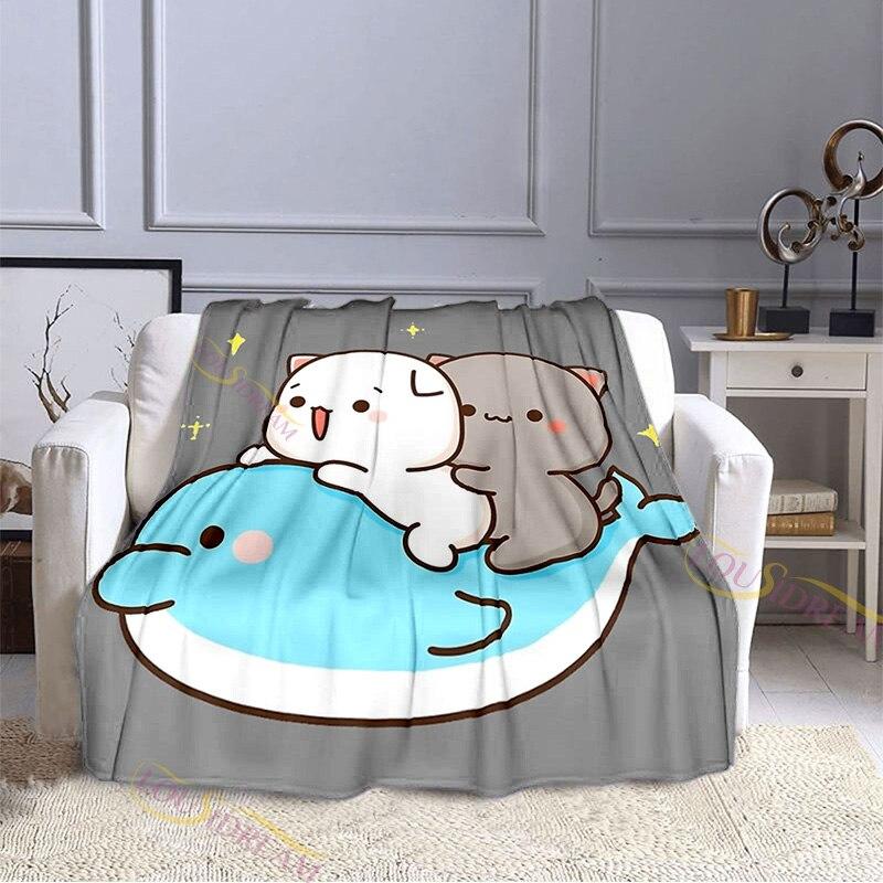 Фланелевое одеяло с рисунком милого персикового кота, подарок на день Святого Валентина, плюшевое фланелевое одеяло из микрофибры на кровать, диван, постельные принадлежности