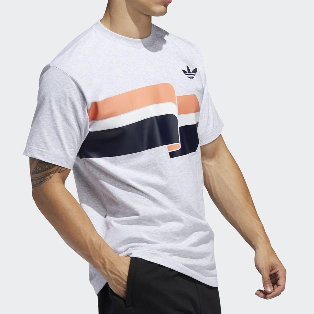 adidas Originals Trefoil Повседневная спортивная футболка с круглым вырезом с коротким рукавом Мужские топы Серый FM1532