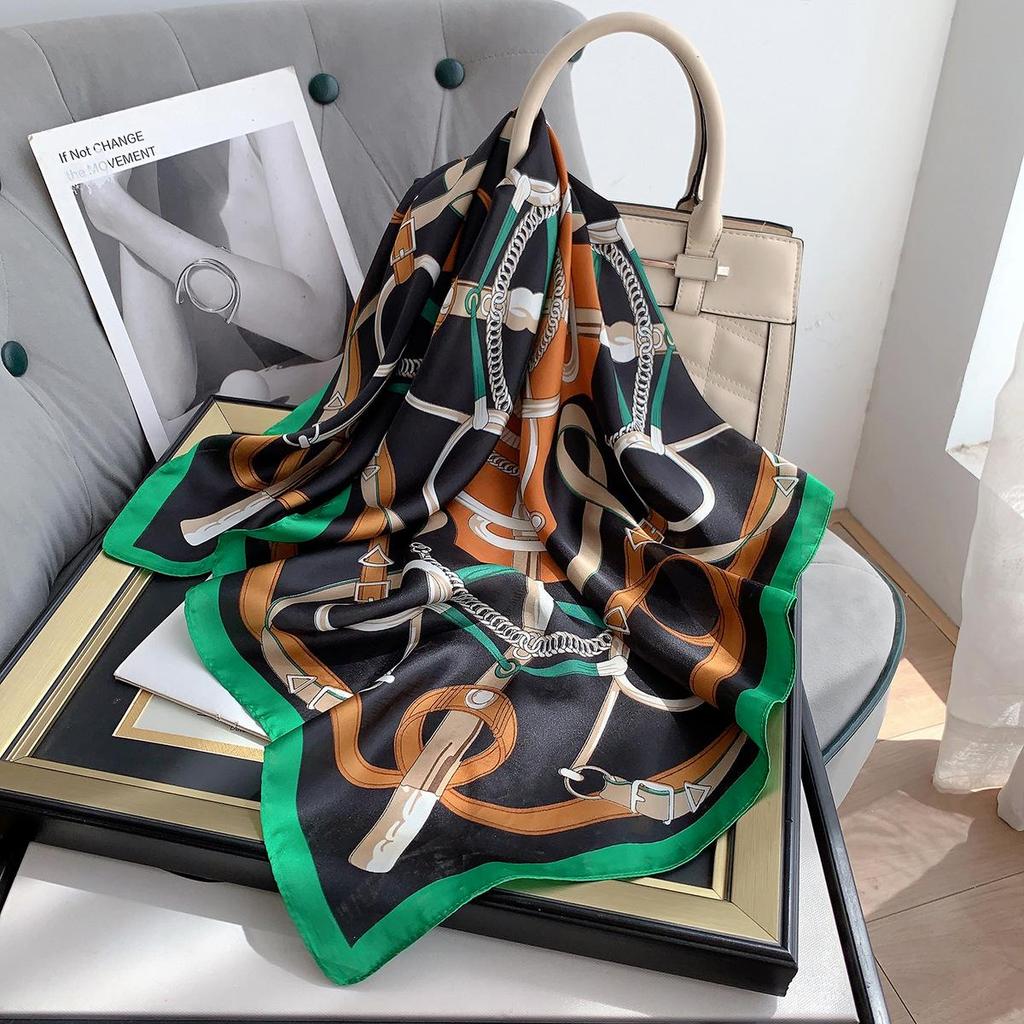 Korean Fashion 70cm Satin Square Scarf: Women's Professional Decorative and Casual Sun Protection
