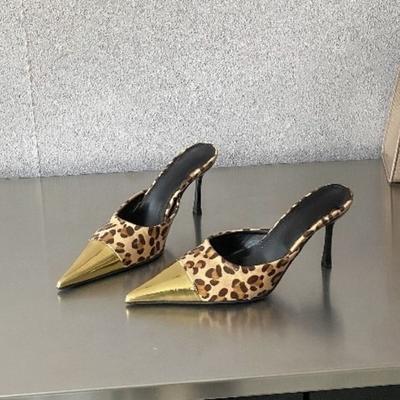 Мода 2025 Новые туфли-мюли с острым носком Женские туфли-лодочки Дизайнерские Сексуальные на тонком высоком каблуке Женские тапочки Элегантные комбинированные туфли-слайдеры