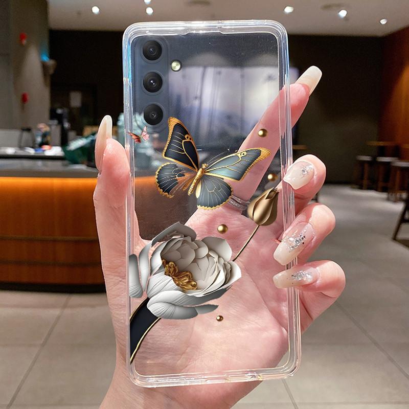 For Samsung A35 5G Case Aesthetic Flower Clear Soft Silicone Back Cover For Samsung Galaxy A35 A55 Phone Case SM-A356B SM-A556B