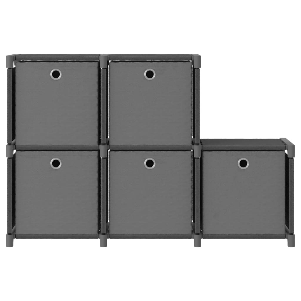 Cube Shelf with Boxes 5 Compartments Gray 103 x 30 x 72.5 cm Fabric