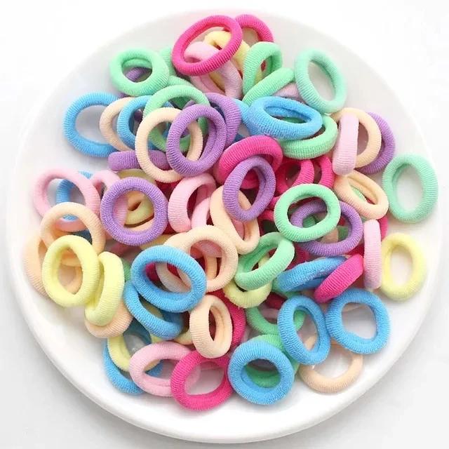 100PCS Women Girls Colorful Nylon Elastic Hair Bands Ponytail Hold Small Hair Tie Rubber Bands Scrunchie Hair Accessories