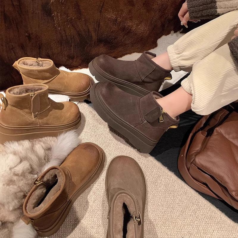 Зимние ботинки на толстой подошве женские нескользящие бархатные утолщенные короткие ботинки 2024 новые зимние меховые ботинки Martin хлопковые ботинки