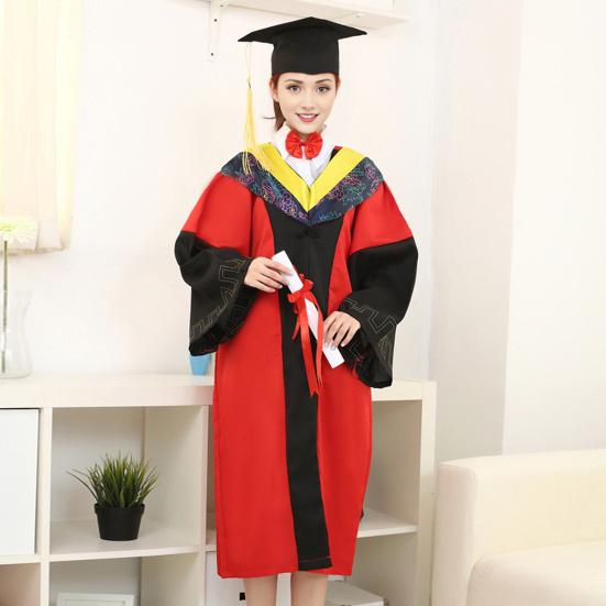 2 шт./компл. Мантия бакалавра со шляпой, V-образный вырез, длина до колена, длинный рукав, скрытая застежка, мантия для выпускника гуманитарного факультета