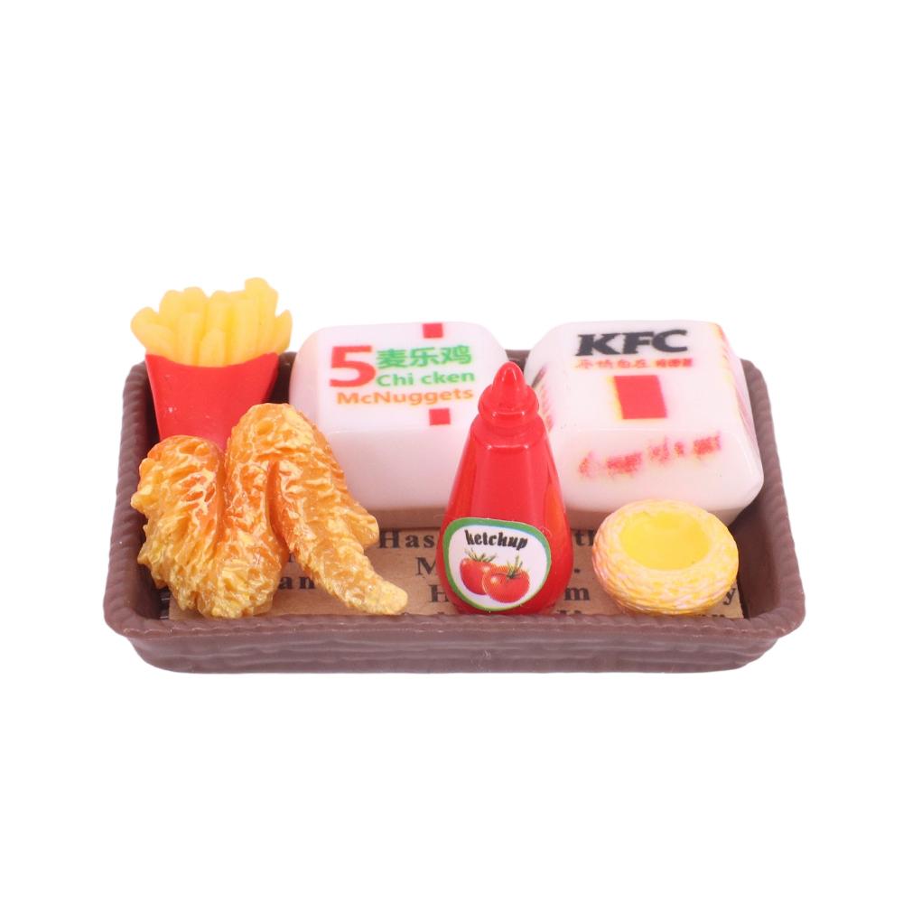 Миниатюрные аксессуары для куклы Лабубу 17 см, мини-мультяшная модель, набор жареной курицы, набор хлеба, торта, десертов, подарок для кукольного домика, игрушка для девочки