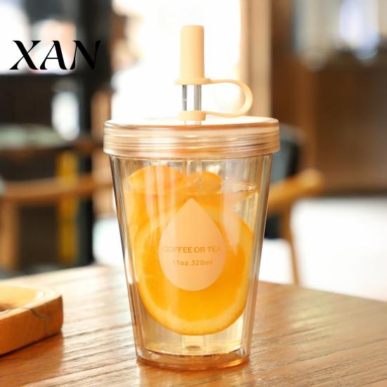 Insulated Style Water Bottle for School Drinking Straw Cup, Portable Leak-proof PC Bottle, Durable Break Resistant Plastic Tumbler Anti-fall Students