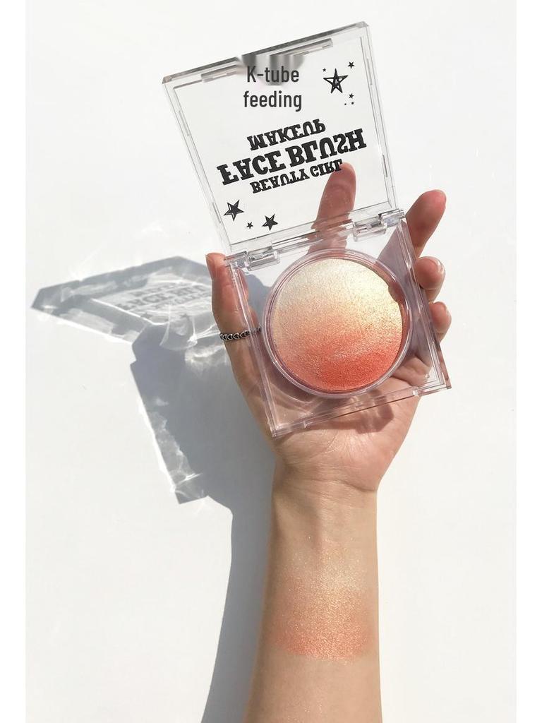 KQTQK Kuku Han Society Палетка румян и хайлайтера Всё-в-одном: Запеченное яйцо с нюдовым градиентом для натурального макияжа и теней двойного назначения.