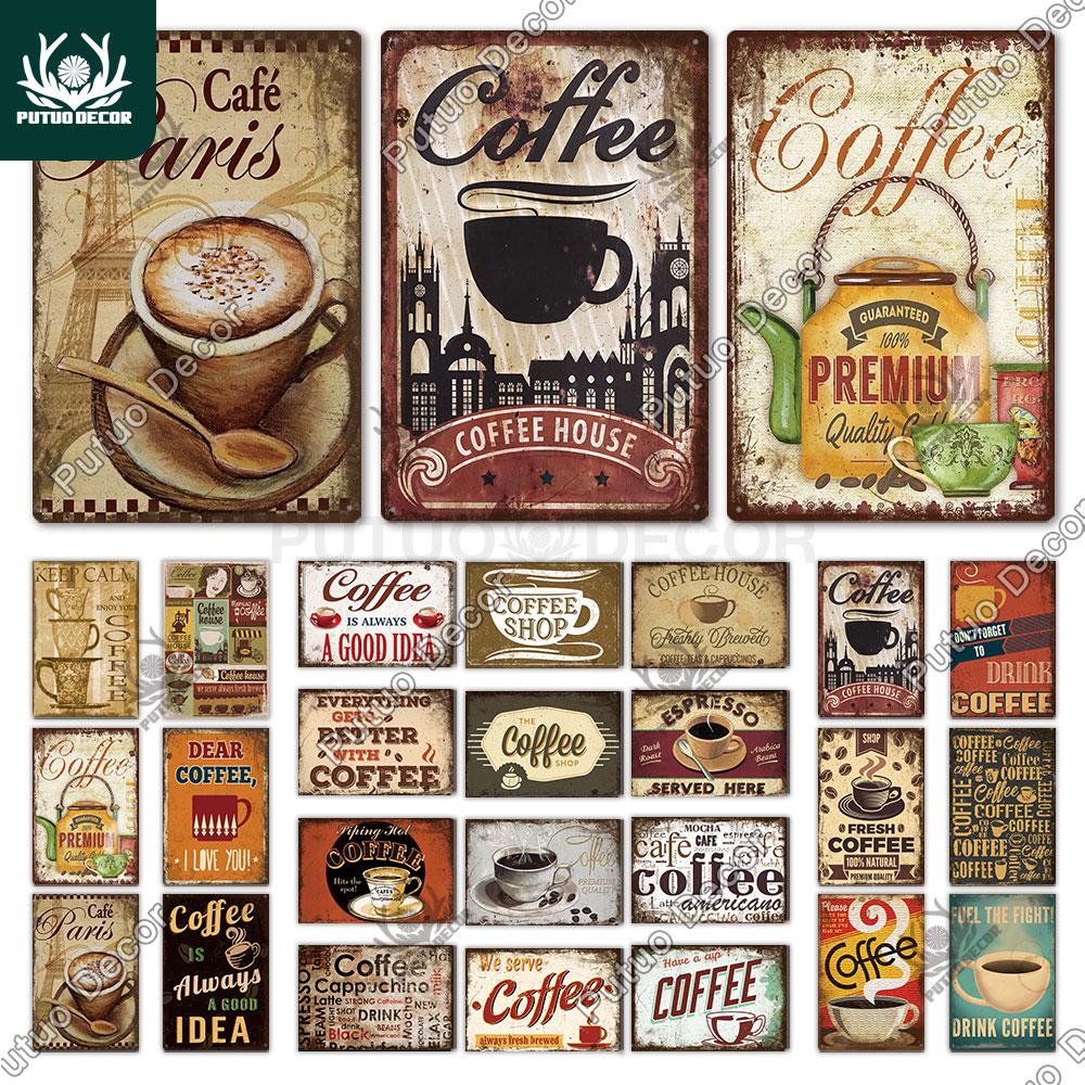 Decor Coffee Vintage Tin Sign Metal Sign Decorative Plaque Retro Plate Cafe Kitchen Living Room Coffee Bar Decoration