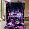Neon Splatter Game Controller Theme blanket Lightweight Warm Flannel Blanket Decorative Throw Blanket for Home Decoration
