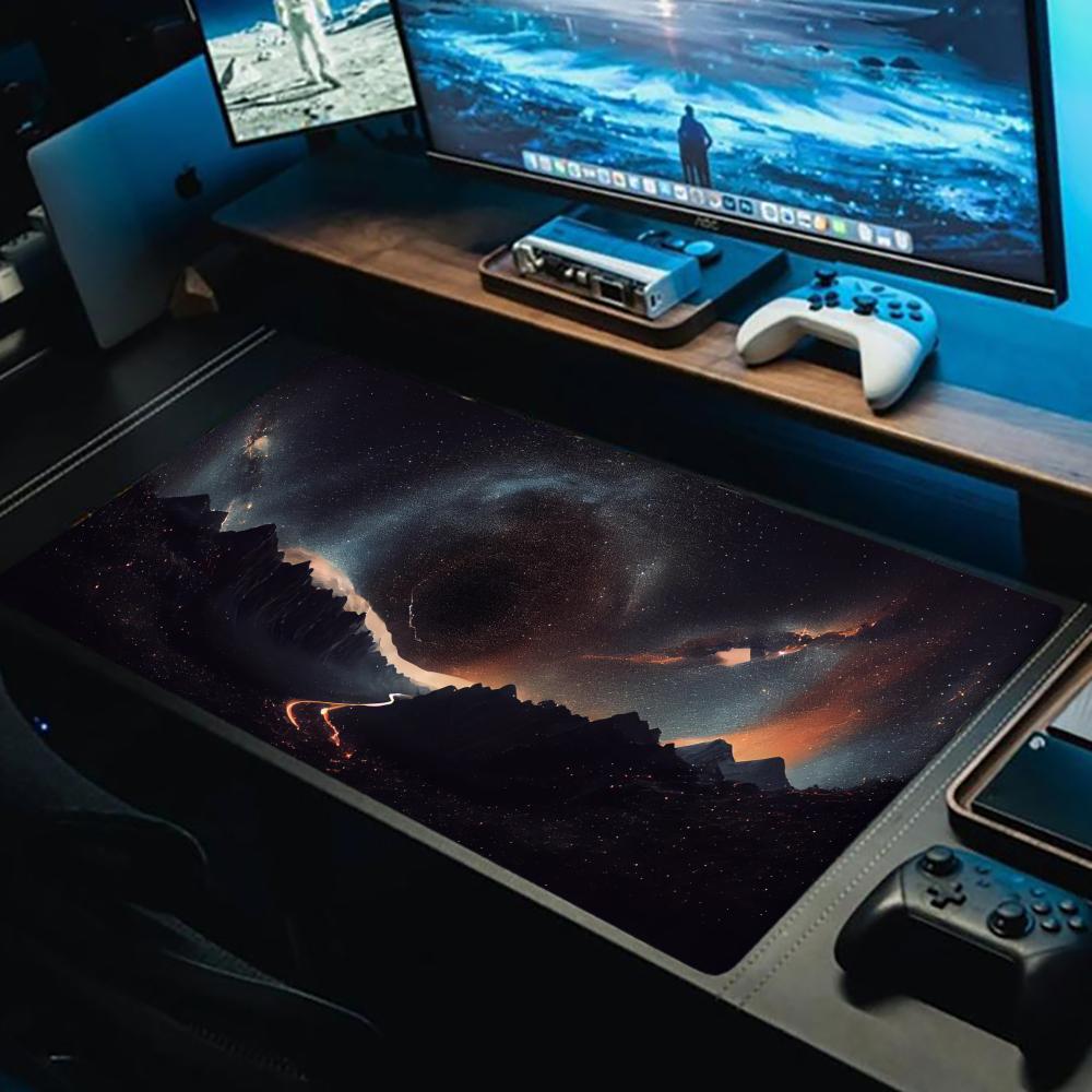 Cosmic Starry Sky Mountains Mouse Pad Large Gaming Game Rubber Deskmats XXL Non-Slip Computer Keyboard Mat Laptop Long Mousepad
