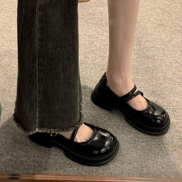 Модные и удобные женские мокасины с круглым носком Black Hundred с толстой подошвой. Женские летние туфли в стиле ретро в стиле Мэри Джейн.