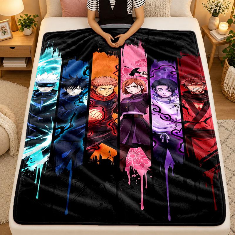 Flannel BlanketJujutsu Kaisen Warm Soft Throw Blanket for Indoor Sofa Bed Living Room Use