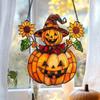 Halloween Hanging Pendant Hand-Painted Stained Glass Window Ornament with Lanyard