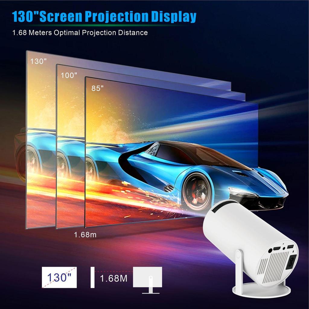 Умный мини-проектор HY300Pro для улицы и дома с пузырьковой трубкой 180°