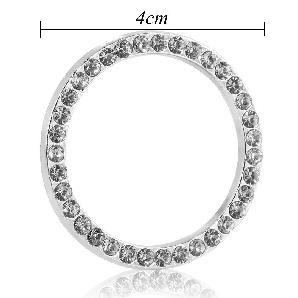 Hot Accessories Silver Circle Car Decoration Diamond Start Switch Button Ring