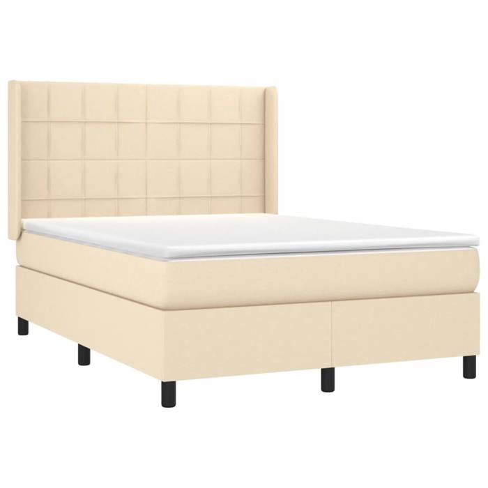 Maison Exclusive - Sommier à lattes de lit matelas et LED Crème 140x200 cm Tissu