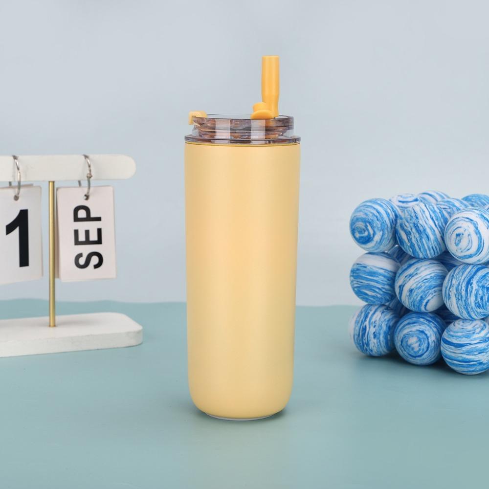 Gift With Handle and Straw 300/480ml Tumbler Double Layer Keep Cold Heat Mug Reusable 304 Stainless Steel Straw Cup Car Mount