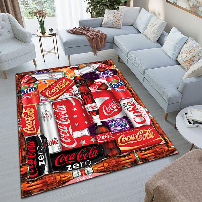 Christmas gift Halloween themed cola beverage Coca Cola carpet is suitable for living room and bedroom doormats office balcony decorative carpet V3