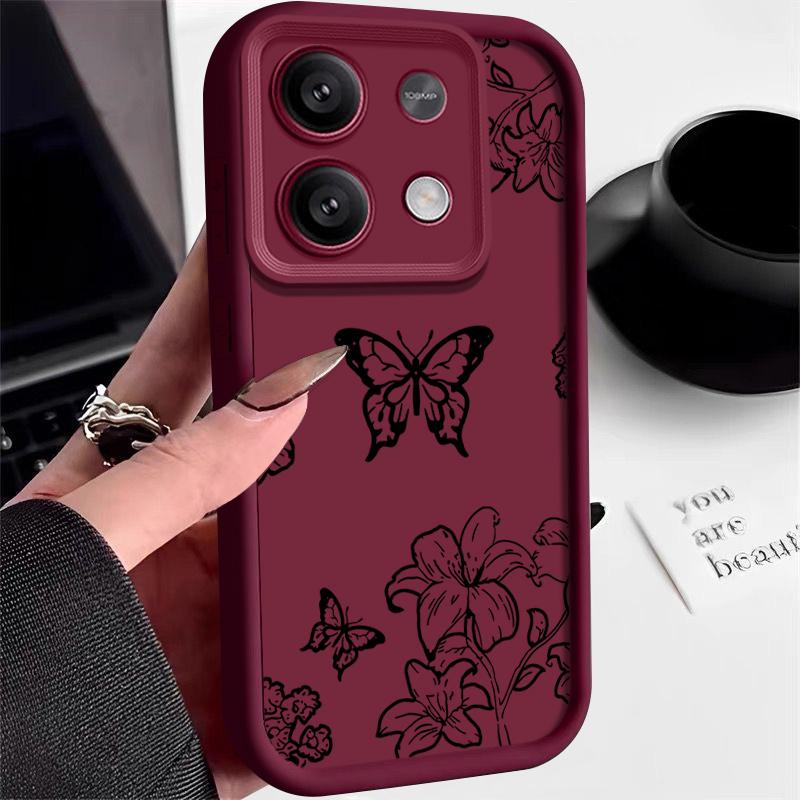 Fashion Butterfly Flower Pattern Phone Cover For Xiaomi 13T Pro 11T Poco F6 X6 Pro M6 Pro Redmi Note 13 Pro 12 4G 11 10 Pro Max Soft Shockproof Case