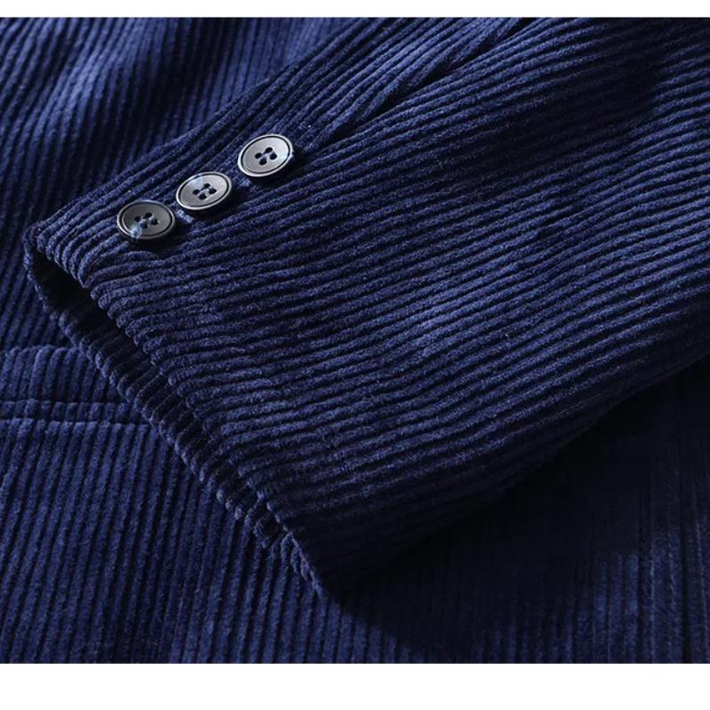 Осеннее и зимнее теплое пальто, мужские пригородные британские костюмы и блейзеры, вельветовая флисовая куртка, однотонные утепленные куртки в простом стиле