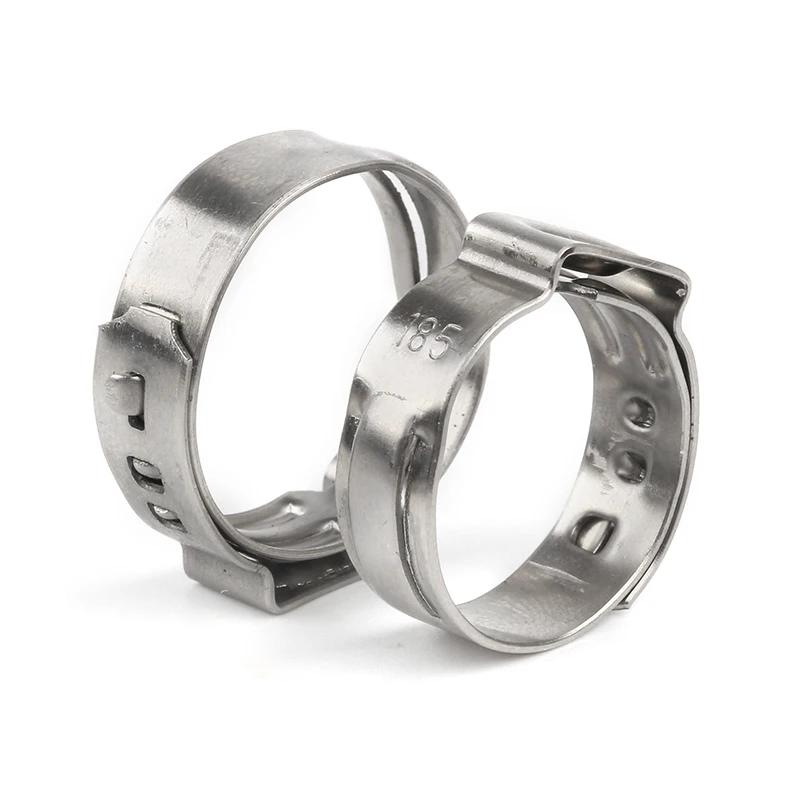 140/80PCS Single Ear Stepless Hose Clamps Hose Clip Clamp Pliers Set 7-21mm Stainless Steel Fuel Hose Clamps Cinch Clamp Ring