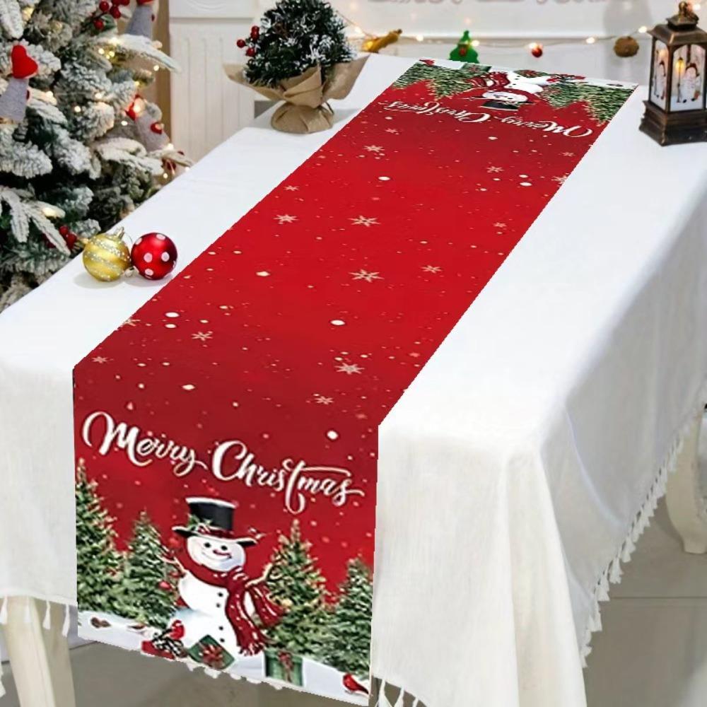 New Santa Claus Christmas Table Runner Snowman Elk Xmas Table Flag Cover New Year Table Decor Christmas Party