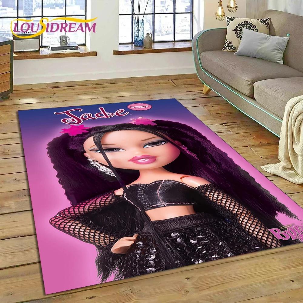 HD Мультяшная кукла Bratz Милые девочки 3D Ковер для спальни гостиной Домашний декор дивана, Детская игра Большой декор Напольный коврик