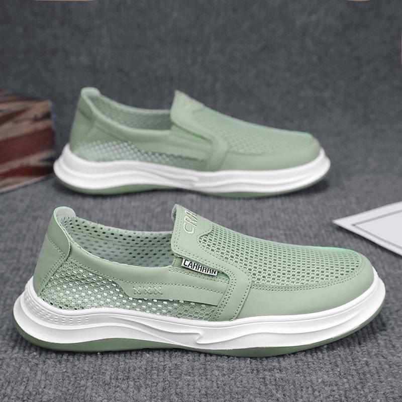 Large Net Hollow Men's Shoes Summer 2024 Breathable Mesh Shoes Men's Casual One-pedal Lazy Shoes Men's Work Shoes