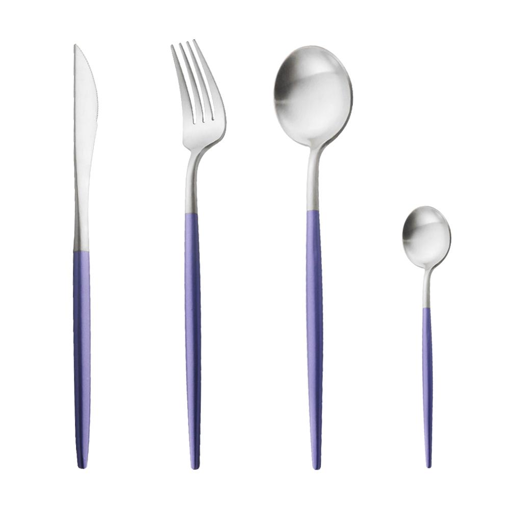 Матовый серебряный набор столовой посуды из нержавеющей стали 18/10, набор столовых приборов с круглой ручкой, вилка, нож, ложка, набор столовых приборов, набор кухонного серебра