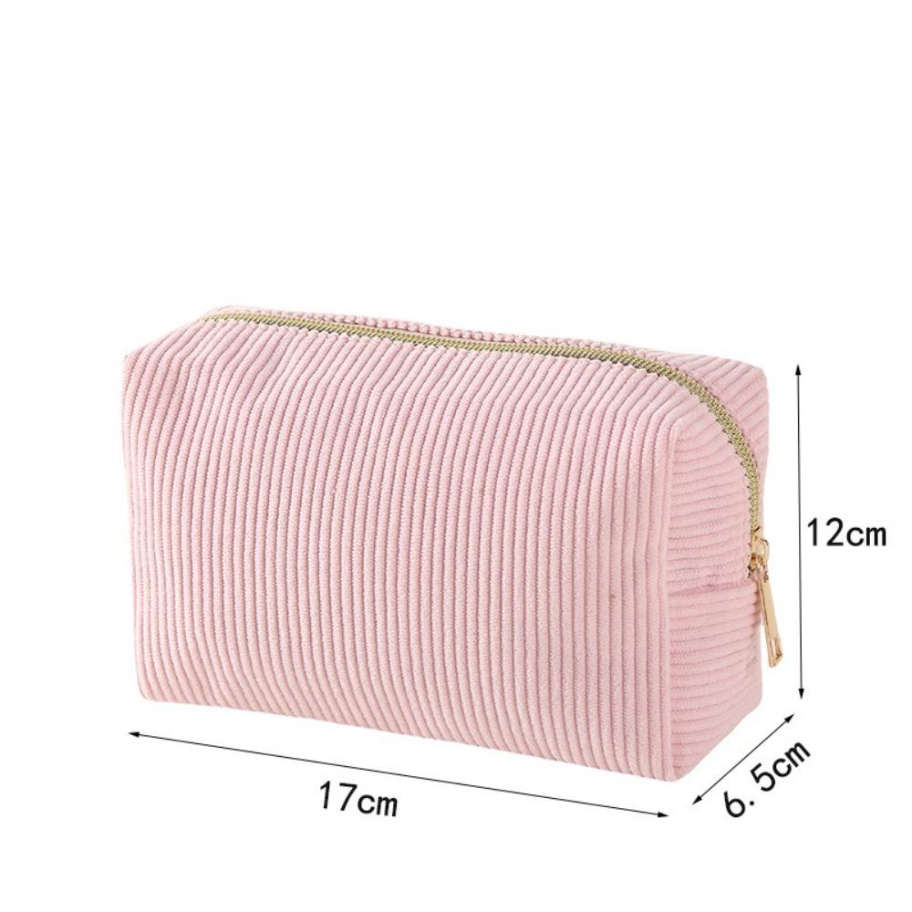 Large Capacity Pencil Case Corduroy Toiletry Organizer Fashion Velvet Makeup Pouch  Lady