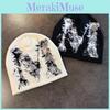 Knitted Letter M Beanie Hat For Women Warm Winter Fashion Accessory Gift