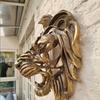 Смола Голова Льва Настенное Украшение Золотая Ажурная Голова Льва Художественная Скульптура Домашний Декор для Прихожей у Двери Стена Забор