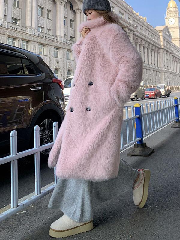 Пальто из искусственного меха свободного кроя, женская куртка из искусственного меха удлиненного кроя с воротником оверсайз для осени/зимы