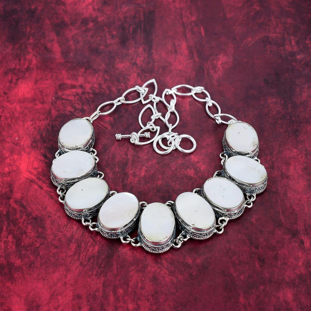 Ожерелье из перламутра, ожерелье из цельного серебра 925 пробы, ювелирные изделия ручной работы с драгоценными камнями, подарки для жены, совершенно новое ожерелье