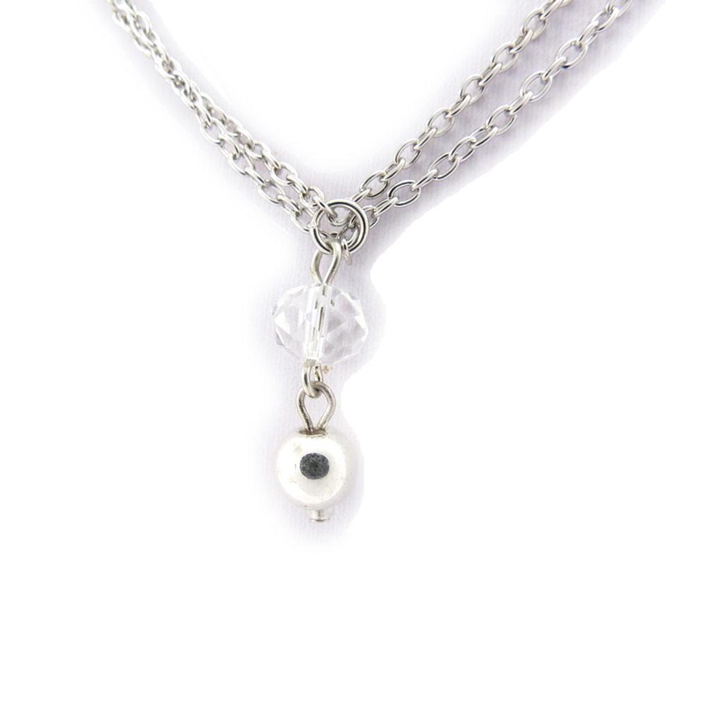 Les Trésors De Lily [K0678] - Silver White 'Scarlett' Waist Chain