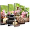Картина из пяти частей, печать на холсте, Zen Spa, цветы, свечи