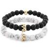 Fashion Versatile Energy Stone Turquoise Braided High Crown White Diamond Mixed Wear Small Crown Set Bracelet Bracelet