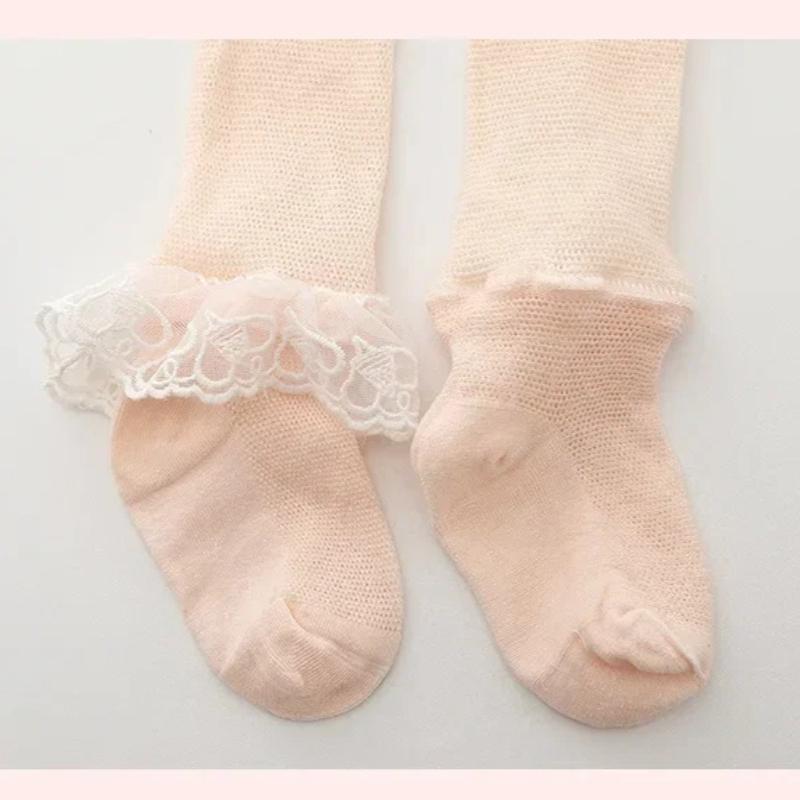 Детские колготки для новорожденных девочек, колготки с кружевом и цветочным бантом, детские чулки, школьная форма, сетчатые колготки для малышей
